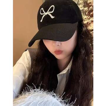 Trendy Bow-Tie Baseball Cap for Women and Men Trucker Hats Y2k Adjustable Fashion Sun Hat with Visor for Hiking & Travel White