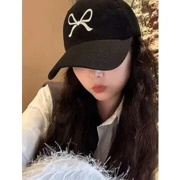 Trendy Bow-Tie Baseball Cap for Women and Men Trucker Hats Y2k Adjustable Fashion Sun Hat with Visor for Hiking & Travel White