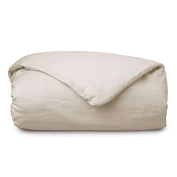 Welhome Premium Relaxed Linen Cotton Duvet Cover 3-Piece Sets with Pillow Shams | King | Oatmeal | 108"x 92" | Supersoft | Superior Comfort | Durable | Breathable | All Season | Moisture Wicking