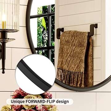 Growsun 24'' Black Round Mirror, Circle Wall Mirror for Bathroom Vanity, Entryway Living Room with Metal Frame for Home Decor