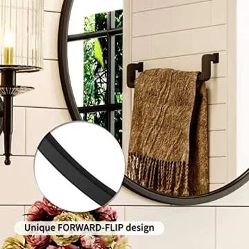 Growsun 24'' Black Round Mirror, Circle Wall Mirror for Bathroom Vanity, Entryway Living Room with Metal Frame for Home Decor