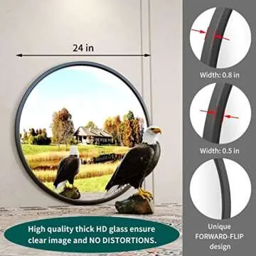 Growsun 24'' Black Round Mirror, Circle Wall Mirror for Bathroom Vanity, Entryway Living Room with Metal Frame for Home Decor