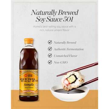SEMPIO Naturally Brewed Soy Sauce 501 - Deep Flavor for Authentic Korean, Asian Cuisine, Made in Kor...