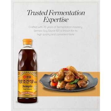 SEMPIO Naturally Brewed Soy Sauce 501 - Deep Flavor for Authentic Korean, Asian Cuisine, Made in Korea. (29.08 fl oz / 860mL, Kosher, Vegan, Non-GMO)​