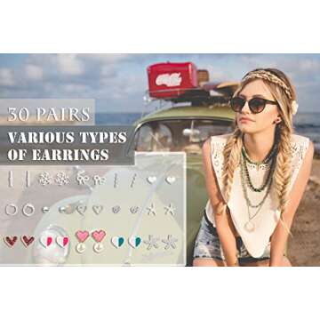 Stud Earrings Set Crystal Pearl Round Circle Heart Cubic Zirconia Geometric Ball Hypoallergenic Earr...