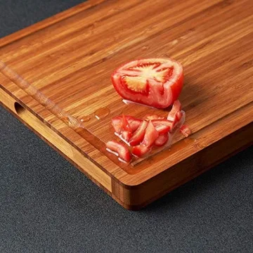 Premium Bamboo Wood Cutting Board with Handles & Juice Grooves