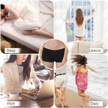 Allxwek Womens Boxers Underwear Cotton Shorts Briefs Cute Bowknot Ladies Panties Boyshort for Women 6 Pack 3901 UN S