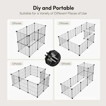 Tespo Pet Playpen, Small Animal Cage Indoor Portable Metal Wire yd Fence for Small Animals, Guinea Pigs, Rabbits Kennel Crate Fence Tent, Black, (12Panels)