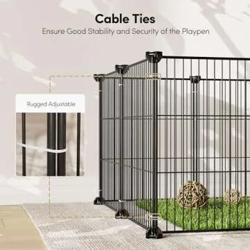 Tespo Pet Playpen, Small Animal Cage Indoor Portable Metal Wire yd Fence for Small Animals, Guinea Pigs, Rabbits Kennel Crate Fence Tent, Black, (12Panels)