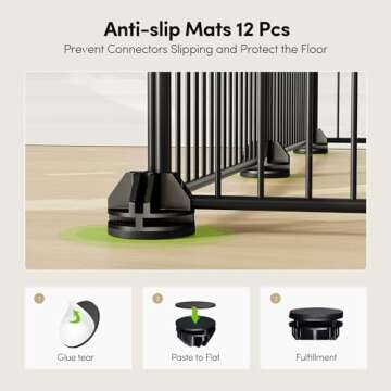 Tespo Pet Playpen, Small Animal Cage Indoor Portable Metal Wire yd Fence for Small Animals, Guinea Pigs, Rabbits Kennel Crate Fence Tent, Black, (12Panels)