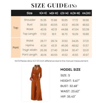 PRETTYGARDEN 2 Piece Outfits For Women Trendy Soft Cropped Tops Wide Leg Pant Sets Fall Matching Sets For Work Business(Solid Brown Orange,Medium)