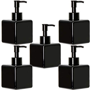 Youngever 5 Pack Black Plastic Square Pump Bottles - Eco-Friendly Dispensers for Lotions, Shampoos, ...