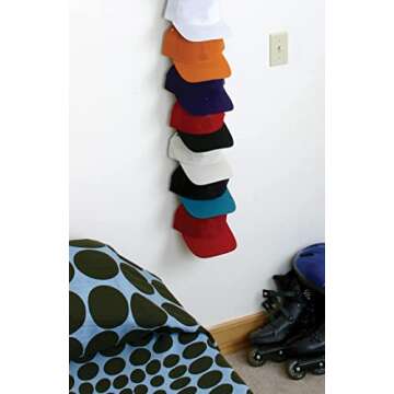 Perfect Curve Cap Rack System - Hat Rack Holds up to 18 Baseball Caps - Over Door Hanger and Organizer - Six Clips - Black