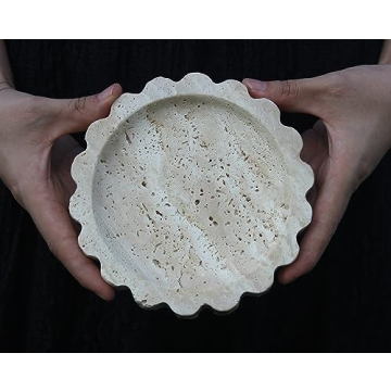 Travertine Scalloped Tray Jewelry Organizer Decorative Accent