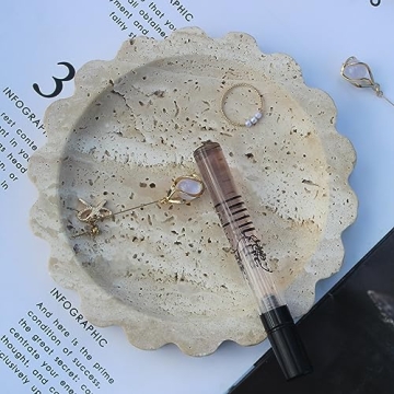 Travertine Scalloped Tray Jewelry Organizer Decorative Accent