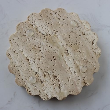Travertine Scalloped Tray Jewelry Organizer Decorative Accent