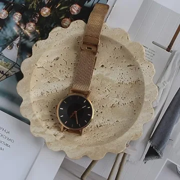 Travertine Scalloped Tray Jewelry Organizer Decorative Accent