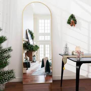 BEAUTYPEAK 58"x18" Full Length Mirror Arch Full Body Floor Mirror Hanging or Leaning Arched-Top with...