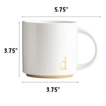 COLLECTIVE HOME - Monogram Ceramic Mugs, 15 oz Golden Initial Coffee Cups, Elegant Alphabet Tea Mugs...