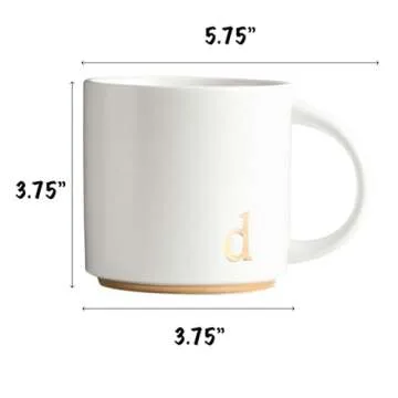 COLLECTIVE HOME - Monogram Ceramic Mugs, 15 oz Golden Initial Coffee Cups, Elegant Alphabet Tea Mugs...