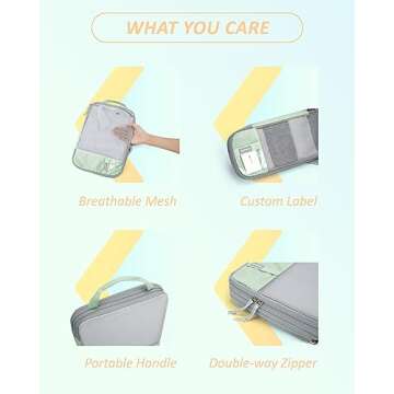 BAGSMART 6 Set Compression Packing Cubes for Travel, Lightweight Vacation Travel Essentials, Travel Accessories for Suitcase Organizer Bags Set, Durable Luggage Organizer Travel Bags