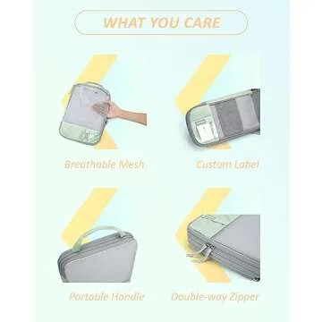 BAGSMART 6 Set Compression Packing Cubes for Travel, Lightweight Vacation Travel Essentials, Travel Accessories for Suitcase Organizer Bags Set, Durable Luggage Organizer Travel Bags