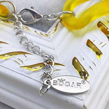 Bocar Statement Chunky Fashion Acrylic Paint Beads Choker Net Chain Necklace for Women Gifts (NK-10510-Frosted Yellow)