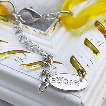 Bocar Statement Chunky Fashion Acrylic Paint Beads Choker Net Chain Necklace for Women Gifts (NK-10510-Frosted Yellow)