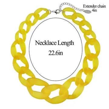 Bocar Statement Chunky Fashion Acrylic Paint Beads Choker Net Chain Necklace for Women Gifts (NK-10510-Frosted Yellow)