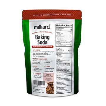 Milliard 2lbs Baking Soda / Sodium Bicarbonate USP - 2 Pound Bulk Resealable Bag
