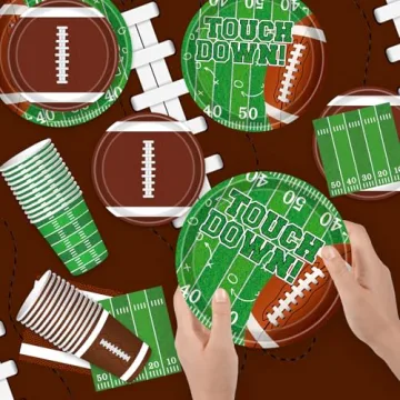 Football Party Decorations Set with Plates Napkins and Cups for 24 Guests
