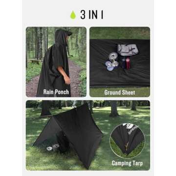 SaphiRose Extra Thick Hooded Rain Poncho - Waterproof Jacket for All Adventures!