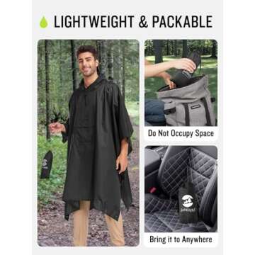 SaphiRose Extra Thick Hooded Waterproof Rain Poncho