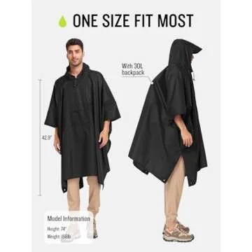 SaphiRose Extra Thick Hooded Waterproof Rain Poncho