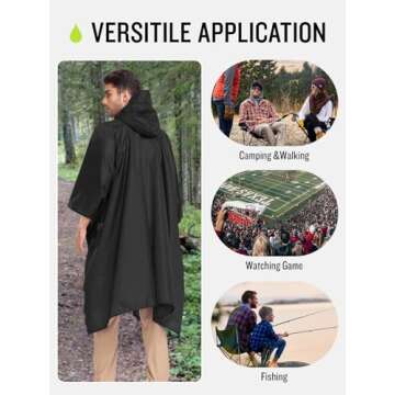 SaphiRose Extra Thick Hooded Waterproof Rain Poncho