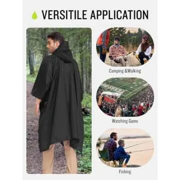 SaphiRose Extra Thick Hooded Waterproof Rain Poncho