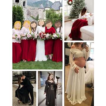 v28 Womens Maxi Midi White Flowy Long Black Summer Plus Size Sheer Chiffon Skirt (S,Black)