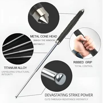 Multi-Functional Tire Thumper - 26" Heavy-Duty Tire Checker & Self-Defense Tool, Aerospace-Grade Alloy Steel Material,Extendable Design,Non-Slip Grip,for Truckers & Outdoor Hiking(1.5lb/pc)