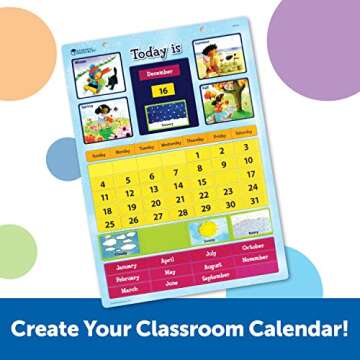 Learning Resources Magnetic Learning Calendar, 51 Magnetic Pieces & Calendar, Measures 12" x 16-1/2", Back to School Supplies,Teacher Supplies for Classroom