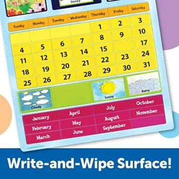 Learning Resources Magnetic Learning Calendar, 51 Magnetic Pieces & Calendar, Measures 12" x 16-1/2", Back to School Supplies,Teacher Supplies for Classroom