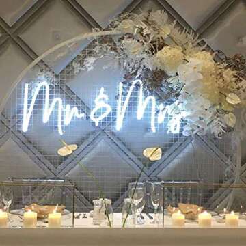 Mr&MRS Neon Sign for Wall, Bedroom, Home,Decor,Mr&MRS Cool White Neon Sign for Bachelorette Party Ba...