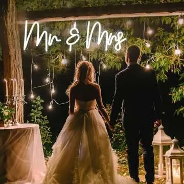 Mr&MRS Neon Sign for Wall, Bedroom, Home,Decor,Mr&MRS Cool White Neon Sign for Bachelorette Party Bar Club, Birthday Party Wedding Decoration LED Light Signs. Size-60cm