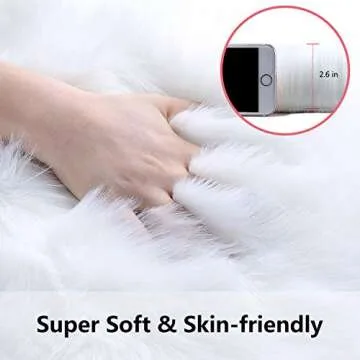 Softlife Square Faux Fur Sheepskin Chair Cover Seat Cushion Pad Super Soft Area Rugs for Living Room Bedroom Dorm (1.6ft x 1.6ft, White)