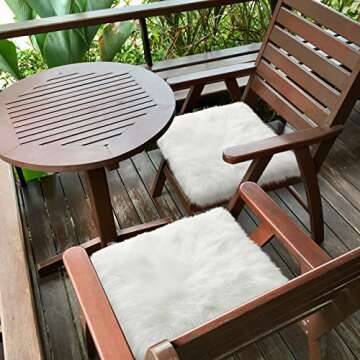 Softlife Square Faux Fur Sheepskin Chair Cover Seat Cushion Pad Super Soft Area Rugs for Living Room Bedroom Dorm (1.6ft x 1.6ft, White)