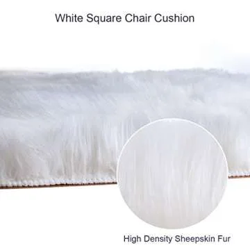 Softlife Square Faux Fur Sheepskin Chair Cover Seat Cushion Pad Super Soft Area Rugs for Living Room Bedroom Dorm (1.6ft x 1.6ft, White)