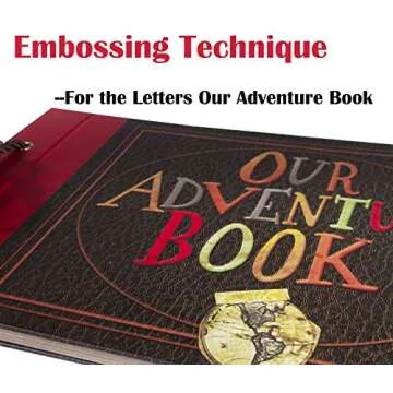 Pulaisen Our Adventure Book Scrapbook Pixar Up Handmade DIY Family Scrapbooking Album with Embossed Letter Cover Retro Photo Albums (Our Adventure Book, 11.8"Lx7.6"W)