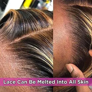 Subella HD Transparent Highlight Lace Front Wigs Human Hair for Black Women 180% Density Brazilian 4/27 Straight Human Hair Wigs Pre Plucked Hairline with Baby Hair(18inch)