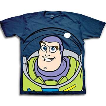 Disney baby boys Buzz Lightyear Woody Big Face Toy Story Tee movie and tv fan t shirts, Navy, 5T US
