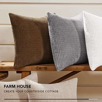 Deconovo Modern Corduroy Throw Pillow Covers Set of 2 – Elegant Soft Cushion Covers, Machine Washa...