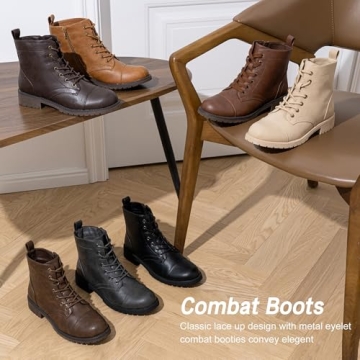 Vepose Women's 910 Dark Brown Combat Ankle Boots